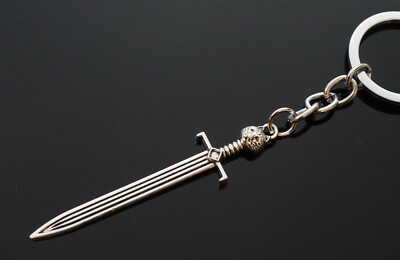 Tiger Head Sword Cat Knight Warrior Excalibur Key Chain Silver Pendant Keychain
