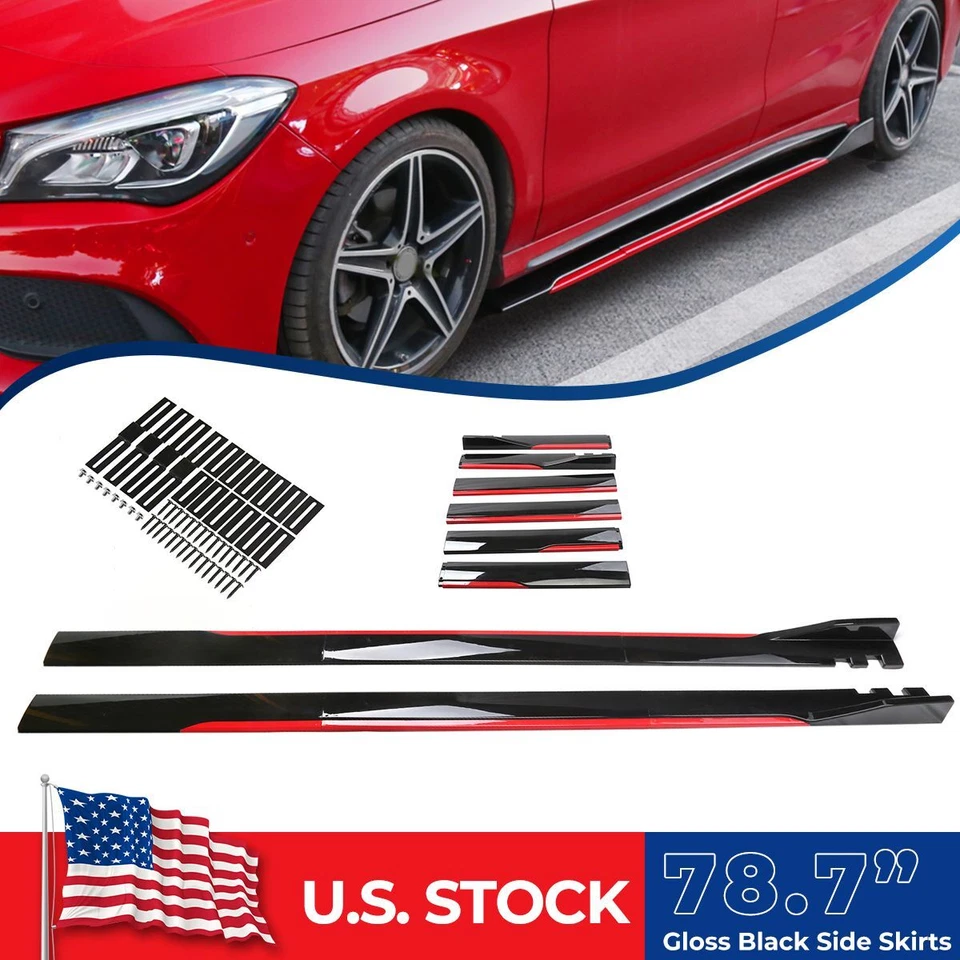 For Dodge Journey Glossy Black Style 78.7" Side Skirts Rocker Panel Lip Splitter - Image 3 of 4