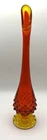VINTAGE AMBERINA FENTON ART GLASS HOBNAIL SWUNG BUD VASE
