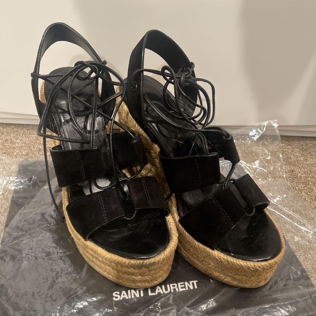 Sandali con zeppa Yves Saint Laurent neri US 7.0 usati in ottime condizioni senza scatola