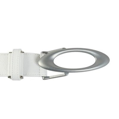 Oakley Ellipse Belt Mens White Faux Pebble Leather Silver Buckle