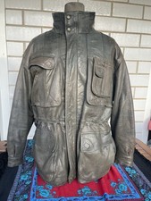 Giacca Pelle Vintage m.Flues Original Timber Stile Marlboro Camel  Sahariana XXL