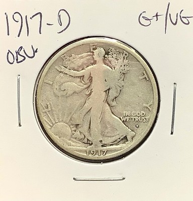 1917-D Silver Walking Liberty Half Dollar Obv MM G Full Rims
