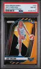 2024 Panini Prizm WNBA #141 Jacy Sheldon Black Gold Prizm #/5 Rookie PSA 8