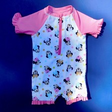 Disney Baby Girls 3-6 Months One Piece Rash Guard Swimsuit Minnie Mouse Pink