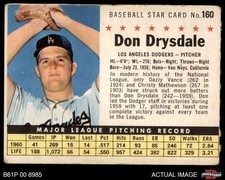 1961 Post Cereal #160 Don Drysdale  Perforated Dodgers HOF 3 - VG