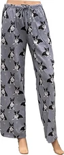 Boston Terrier Unisex Lightweight Cotton Blend Pajama Bottoms- Large