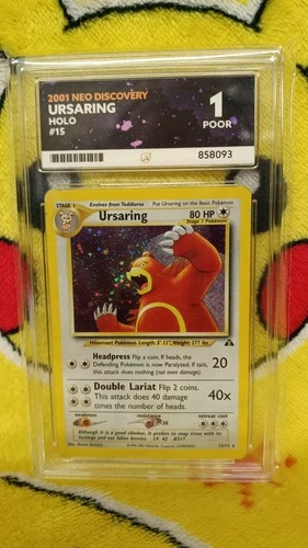 Pokemon 2001 Neo Discovery Ursaring Holo 15/75 Ace Graded 1 Poor