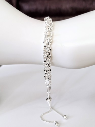 Pulsera Bolo Italia Plata de Ley 925 Eslabones Bizantinos | Nuevo Stock Antiguo Con Caja
