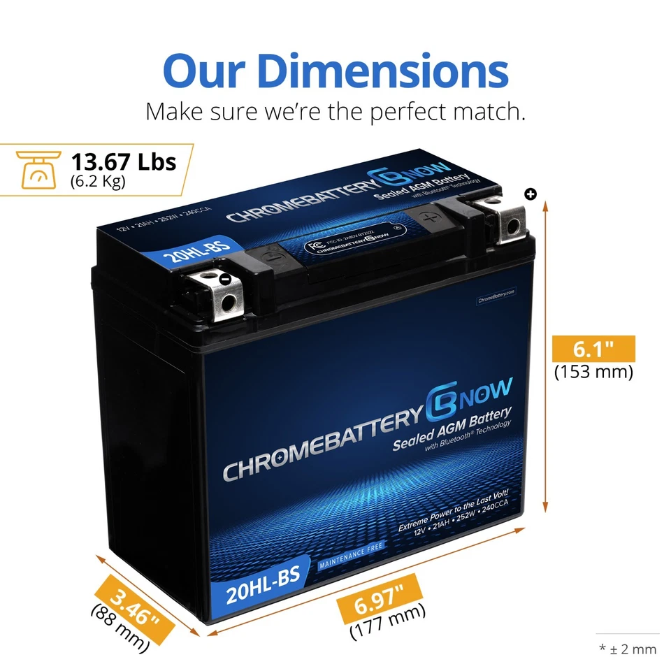 YTX20HL-BS Wireless Smartphone Connectivity ATV Battery for CanAm Polaris Yamaha - Image 2 of 4