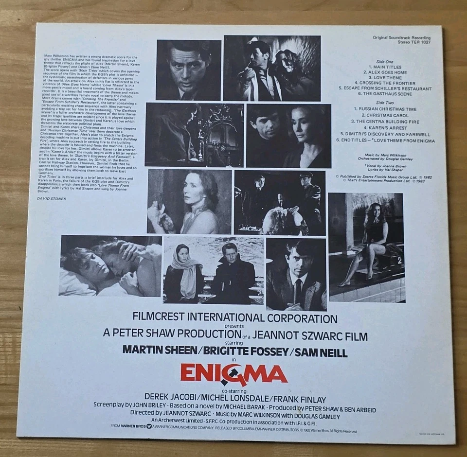 Original Soundtrack Enigma Vinyl LP Album Near Mint - Archive TER 1027 - Image 2 of 4