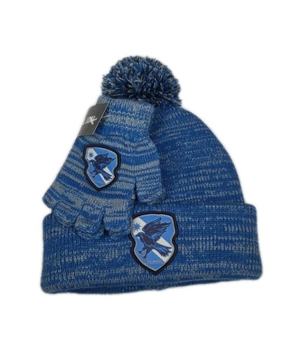 Harry Potter Ravenclaw Marmoriert Fingerlos Handschuh & Beanie Set Neu mit Etikett