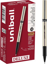 Uni-Ball Deluxe Rollerball Pens, Fine Point 0.7Mm , Black, 12 Count