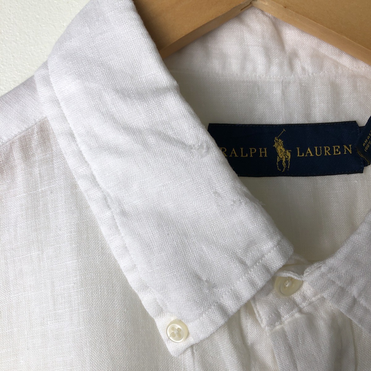Used Ralph Lauren long-sleeved linen button-down shirt men's size L thumbnail 7