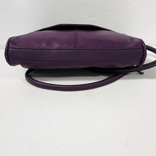 Tignanello Crossbody Zip Handbag Pebble Leather Front Flap Card Holder Purple - Picture 7 of 21