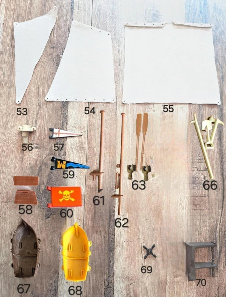 Pièces détachées pour bateau pirate Playmobil 3550 3750 3053 3940, années 70 - Photo 4/4