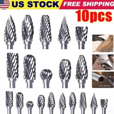 10PCS Carbide Rotary Burr Bits 1/8" Shank Cut for Dremel Metal Carving Grinding