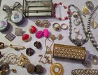 Vintage Estate Costume Jewelry Lot Retro Romantic Rings Earrings Brooches Etc