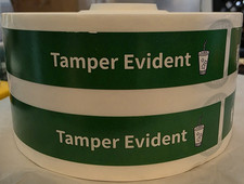 Tamper Evident Green Cup Seal Labels/Stickers Roll Approx 9" x 1" / 500 Count