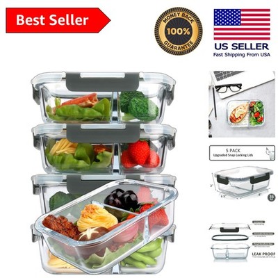Airtight Glass Meal Prep Containers - 36 Oz Capacity for Easy Meal Organization