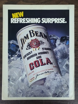 1985 Jim Beam Bourbon Whiskey Cola 375ml Can Original Vintage Magazine Print Ad