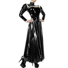 Abend Party Gerafftes Kleid Hoher Hals Rüsch...