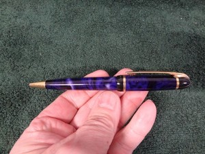 Vintage Waterman Phileas Ball Point Pen Blue Marble Gold Trim Ex. Cond.