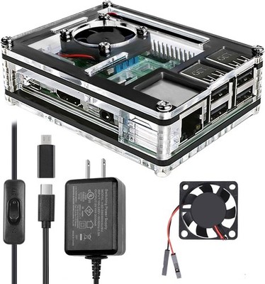 Miuzei Raspberry Pi 3 B+ Case with Fan Cooling Pi 3B Case with 3 Pcs Heat-Sinks