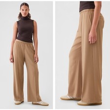 GAP Wide-Leg Seamed Easy Pants Brushed Twill Brazen Brown Tan Sz L NWT 80 A49 