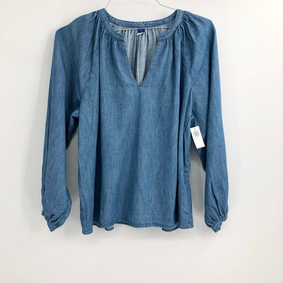 #ad NWT Old Navy Chambray Blouse Split Neck Top BRAND NEW Lightweight Size Medium $15.00