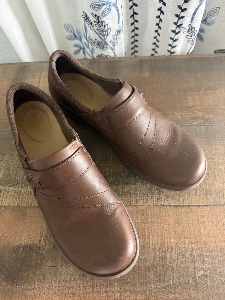 Scarpe donna Clarks mocassino Angie Pearl marrone taglia 8M tomaia in pelle