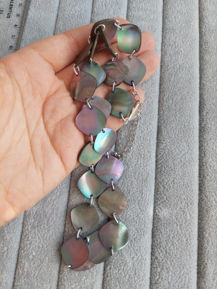 Wunderschöne Vintage Halskette aus echtem schwarzem Perlmutt✨️ 50-55 cm lang - Bild 4 von 4