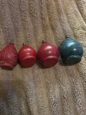 Vintage Wooden Spinning Tops Lot of 4   Hand-Turned Peg Tops   Early Toy