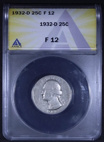 1932-D Washington Quarter - 25c ANACS F12 - Affordable Example