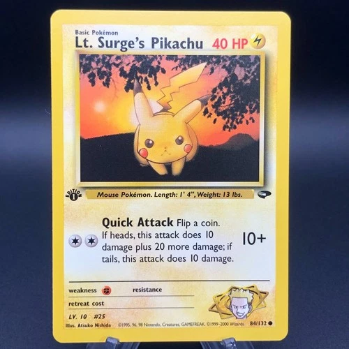 Pokemon Lt. Surge's Pikachu 84/132 - 1st Edition Gym Challenge NM 2000 WotC