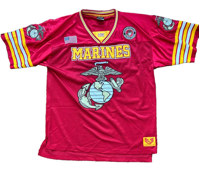 USMC Marines Football Jersey Mens Size L Red Embroidered by Rapid Dominance New