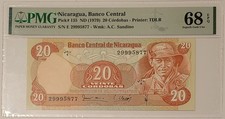 Nicaragua 1979 20 Cordobas Bank Note Superb Gem Unc 68 EPQ PMG