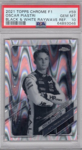 Oscar Piastri [Black & White RayWave] #59 2021 Topps Chrome Formula 1 card