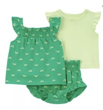 Carter's Girls 3 Piece Diaper Cover Set Green With Dragonfly Print 24M NWT