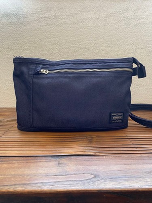 #ad PORTER Navy Shoulder Bag with Crossbody Zipper Craftsman Simple $125.43
