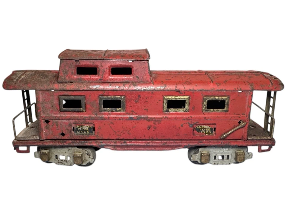 Lot Of 4 American Flyer Lines O Gauge Prewar Train Box Car Locomotive - Image 2 of 4