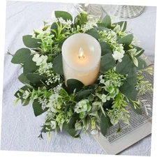 Artificial Wreaths Candle Rings Wreaths Summer Greenery 3PCS Eucalyptus Leaves