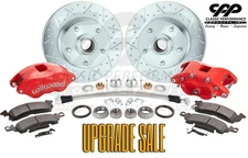 1964-72 CHEVY CHEVELLE RED WILWOOD DISC KIT DRILLED SLOTTED ZINC ROTORS 52 GM