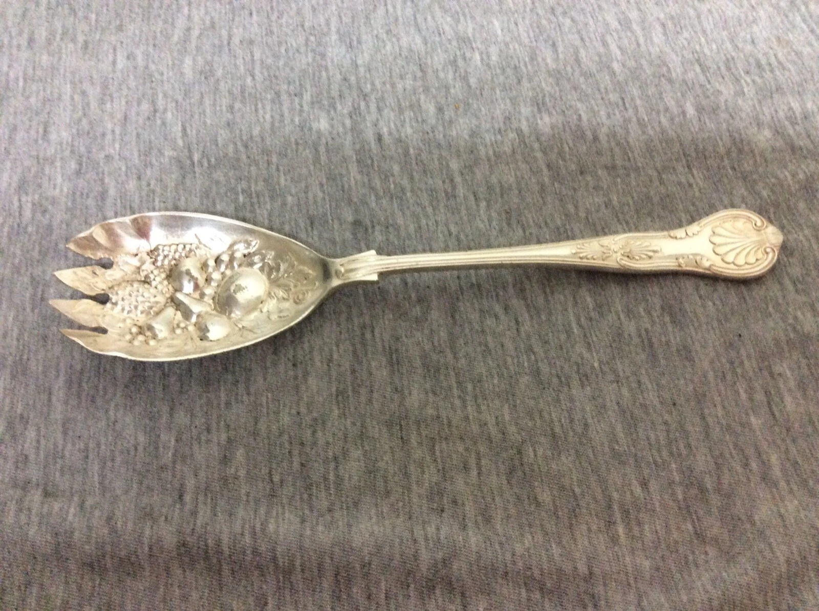 Vintage Kings Pattern EPNS A1 Sheffield England Fruit Repousse Serving Spoon