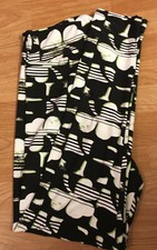 Lularoe TC2 LEGGINGS ST PATRICKS DAY BLACK WHITE GREEN SHAMROCKS NEW