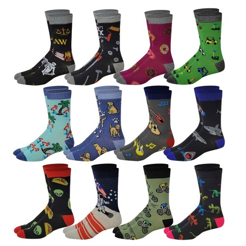 Different Touch 12 pares de calcetines de vestir para hombre surtidos novedad diseño hobbie - Imagen 2 de 11