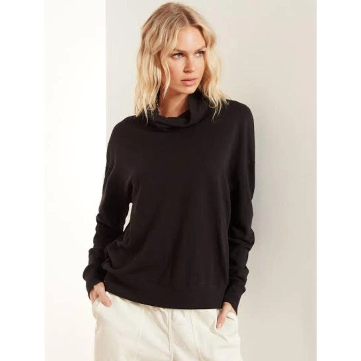 JAMES PERSE Cowl-Neck Cotton Sweatshirt for Women in Black size 1/S. | eBay