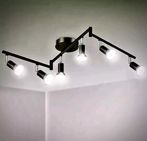 Unicozin LED 6 Light Track Lighting Kit Black 6 Way Spotlight FREE SHIPPING