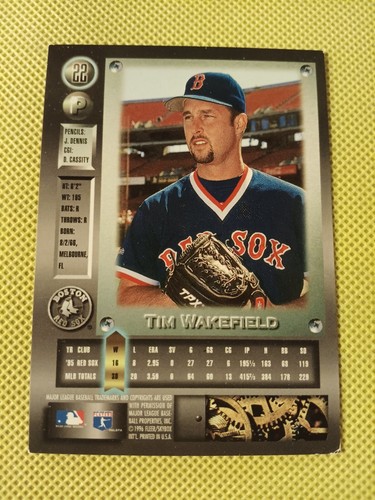 1996 TIM WAKEFIELD FLEER METAL UNIVERSE BASEBALL CARD #22 BOSTON RED SOX PIRATES - Picture 2 of 2