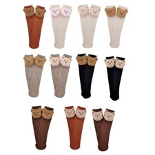 Cartoon Bear Baby Socks Over Calf Knee High Socks Breathable Cozy Autumn Socks